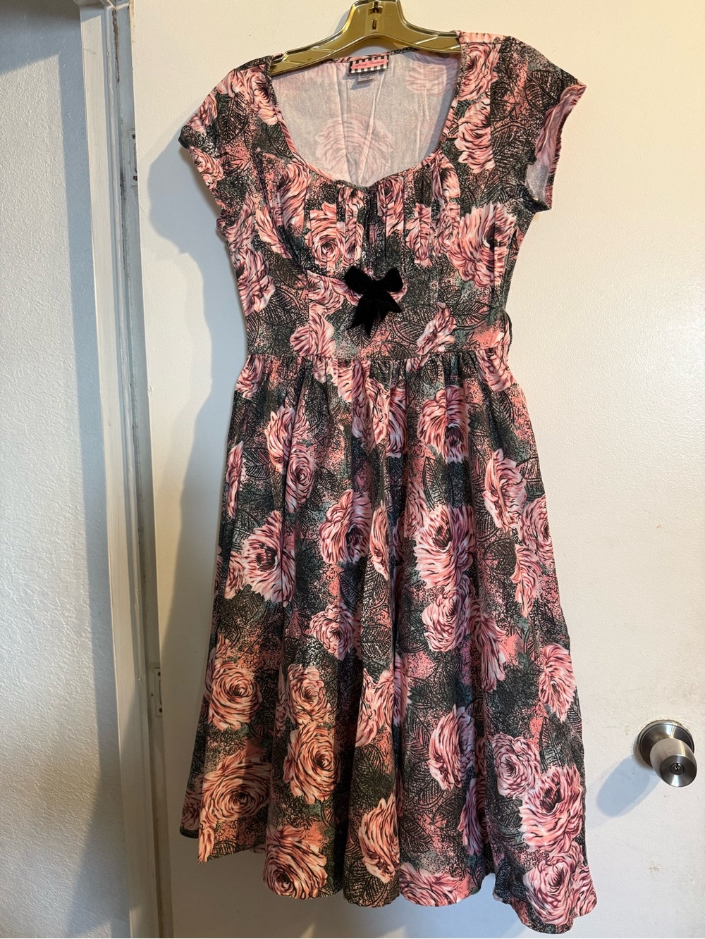 Pinup Couture Pink & Black Floral Fit-and-Flare Dress